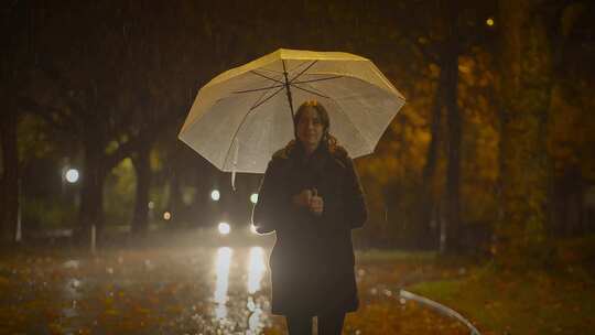 站立，树木，女人，雨伞