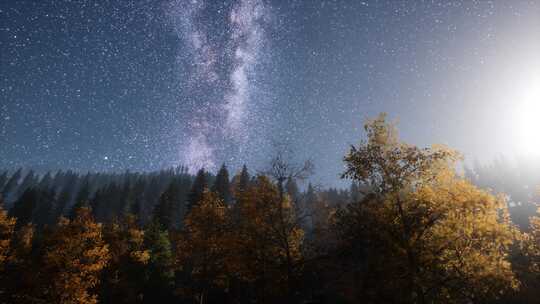 仰拍树木星空延时星河宇宙天空自然风景