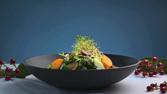 蔬菜萨拉美食拍摄高清广告素材