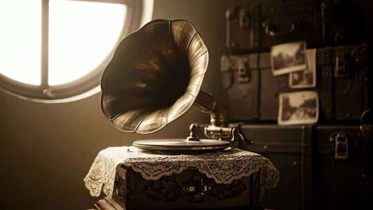 复古唱片机特写