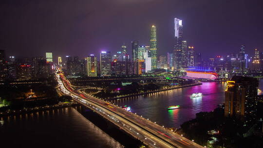 广州夜晚景观延时拍摄镜头