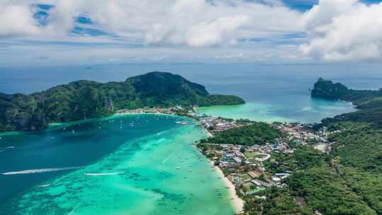 泰国甲米皮皮岛屿海滨航拍延时自然风光