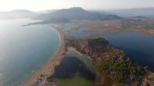 芦苇三角洲滨海空中沼泽湿地和湖泊