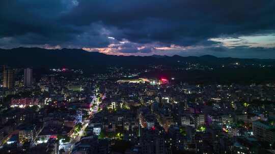 广西陆川县城夜景航拍城市夜景鸟瞰灯火璀璨