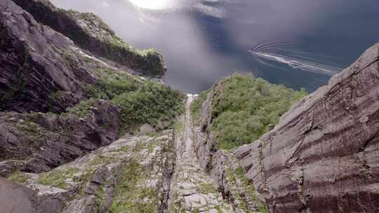 峡谷，讲坛岩石，高角度，无人机