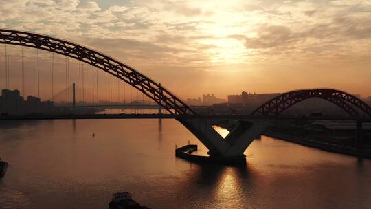广州新光大桥日出航拍