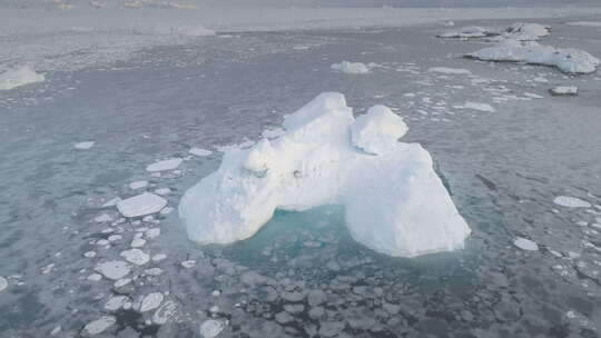 南极冰川冰山空中缩小视图