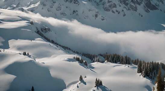 高原雪山雪景