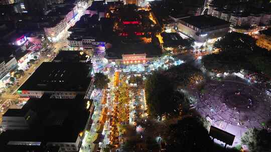 四川德阳德阳文庙广场夜景航拍