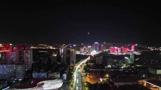 航拍四川泸州夜景泸州一环路夜景