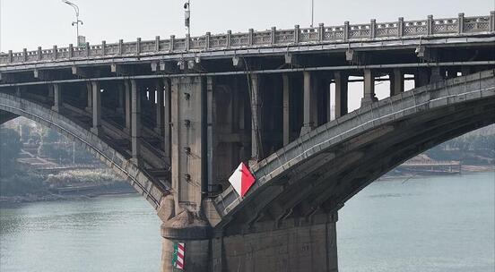 湖南湘潭湘江一大桥风景桥墩航拍