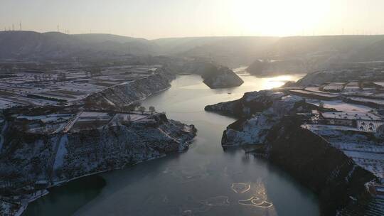 陕西榆林靖边波浪谷雪景航拍