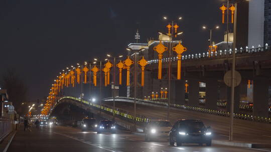 过年喜庆氛围 新年繁华夜景 热闹过年