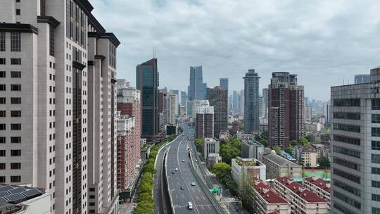 上海长宁区延安高架航拍