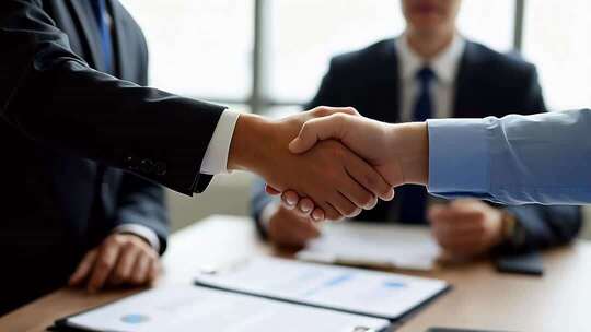 商务人士办公室握手合作