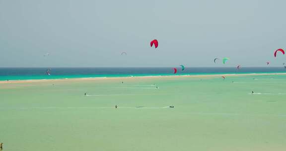 风筝冲浪，富埃特文图拉，海滩，海