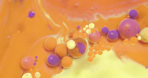 流彩水粉颜料水彩液体流动黄色微观世界3