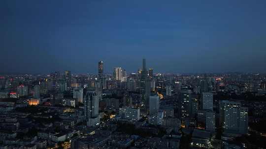 南京鼓楼区南京城市大景紫峰大厦夜景航拍