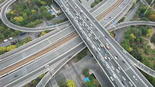 天津城市街道立交高架交通行驶路况