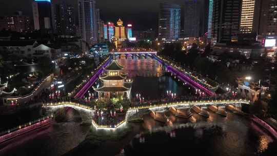 贵阳 甲秀楼 夜景 航拍