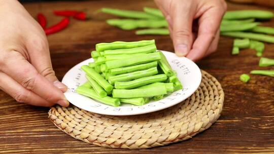 新鲜四季豆视频 绿色蔬菜