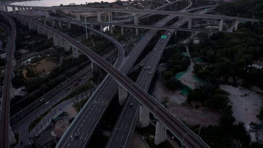 福建省福州市魁浦大桥日出航拍