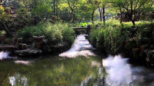 江南园林 古典园林 景观喷雾仙气袅袅8K实拍