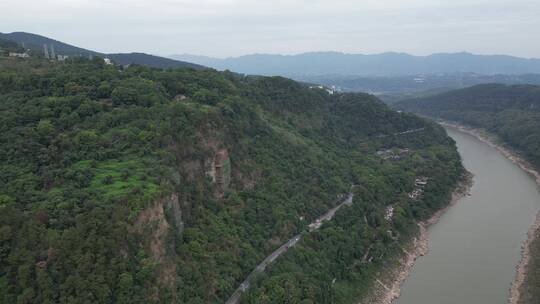 重庆北碚温塘峡风景区自然景观航拍