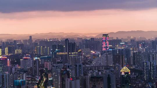 广西南宁城市夜景长焦航拍