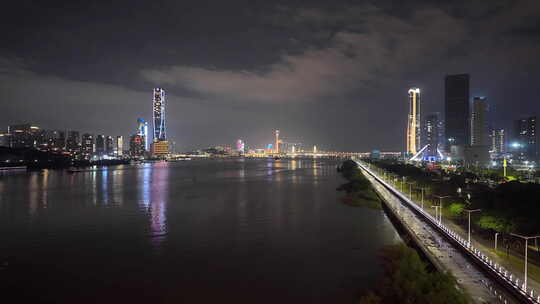 广东珠海横琴 马骝洲水道 澳门夜景