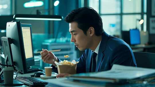 夜晚写字楼内部灯火画面禁止违法加班