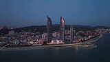 福建厦门双子塔城市夜景航拍高清在线视频素材下载