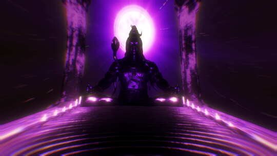 发射紫色能量主湿婆印度教寺庙背景3d宇宙