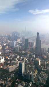 越南胡志明市空气污染天际线鸟瞰图