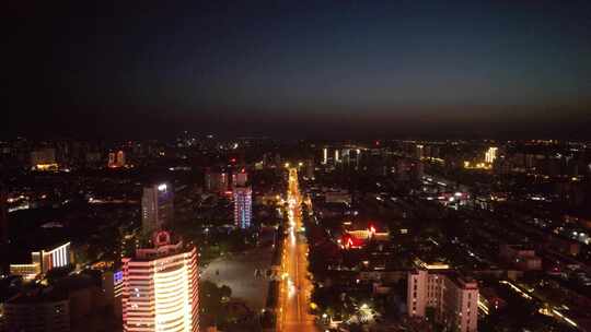 河北保定城市夜景万博广场夜景航拍