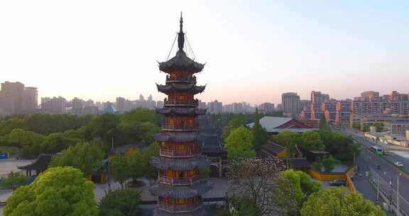 上海 龙华  徐汇区 龙华塔 龙华寺 航拍