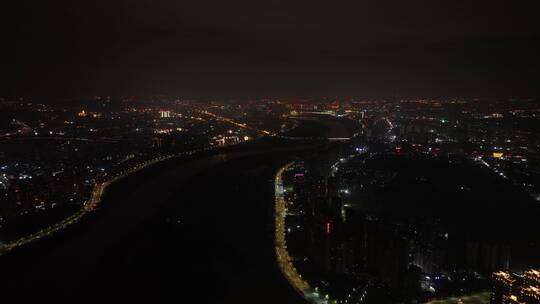 泉州江滨两岸市区夜景航拍晋江大景航拍夜景