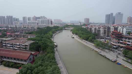 河北沧州古运河风光航拍
