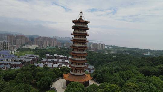 旅游景区湖南岳阳圣安古寺4A景区航拍