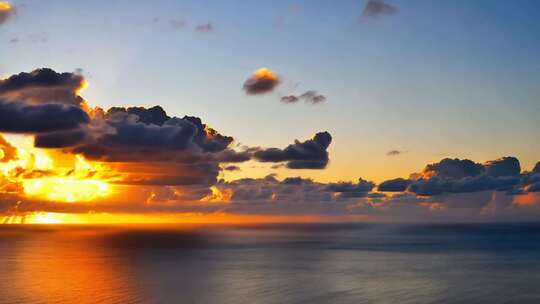 海上夕阳天空云彩景色