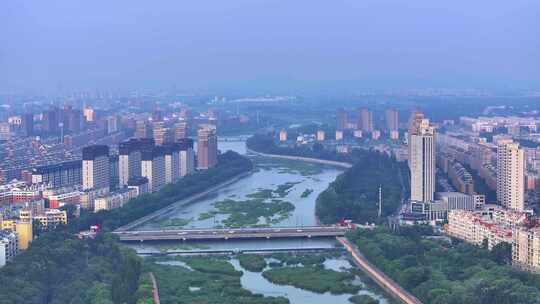 辽宁阜新城市宣传细河解放广场