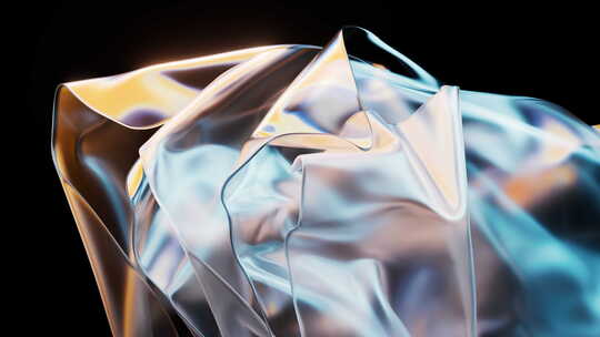 流动的多层彩色透明布料曲面三维渲染