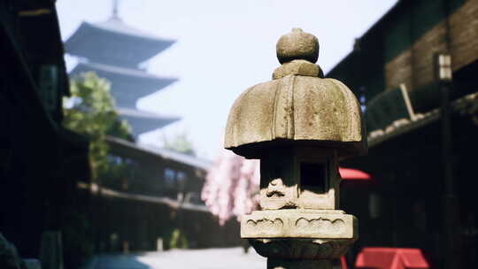 坦普尔历史街区的日本城市景观视频素材模板下载