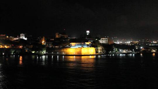 波多黎各圣胡安城市夜景视频素材模板下载