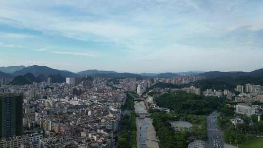 广东云浮大景云浮建设航拍