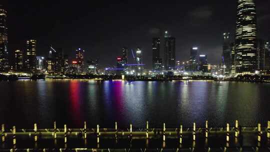 深圳市深圳湾人才公园地标建筑夜景航拍