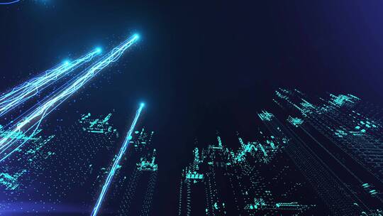 粒子光线穿梭全息三维科技城市视频素材