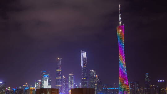 广州城市夜间景观延时拍摄镜头视频素材模板下载