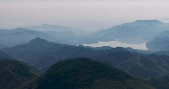 杭州余杭黄湖王位山春天航拍