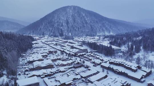 黑龙江牡丹江中国雪乡冬季美丽风景航拍